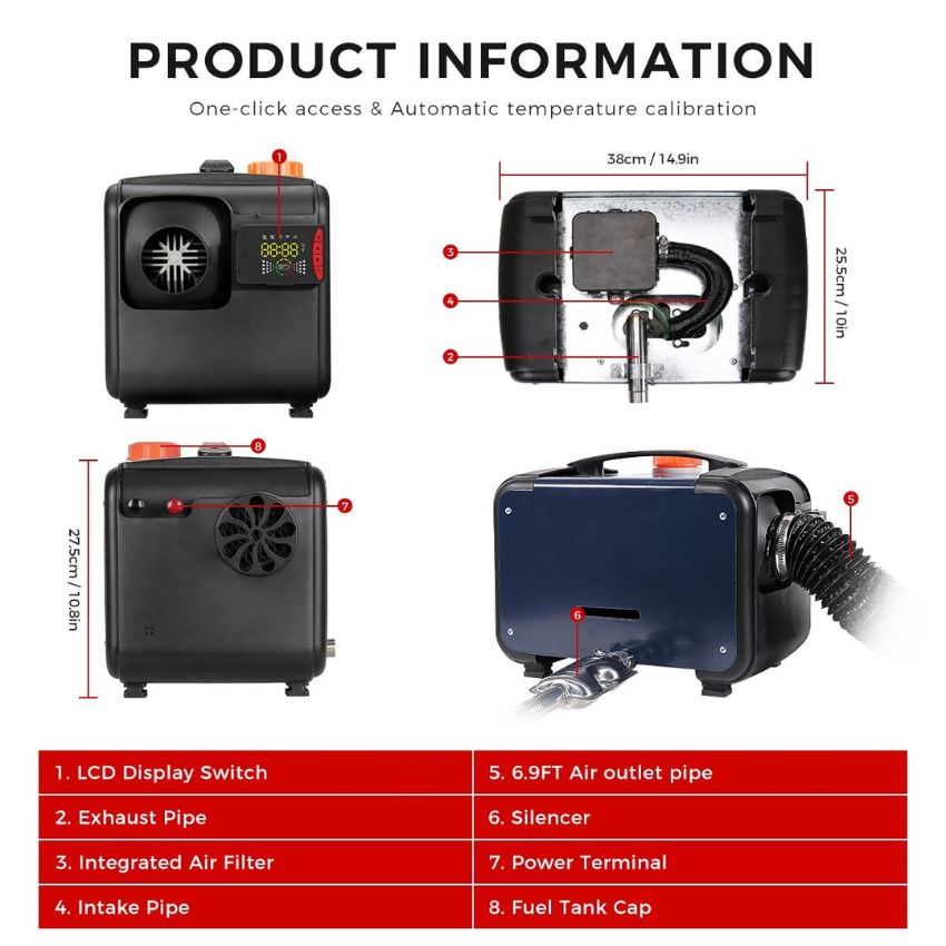 Hot Sale 12V/24V 110-240V All  - Diesel Heater 8Kw Rv Camper recension och pris